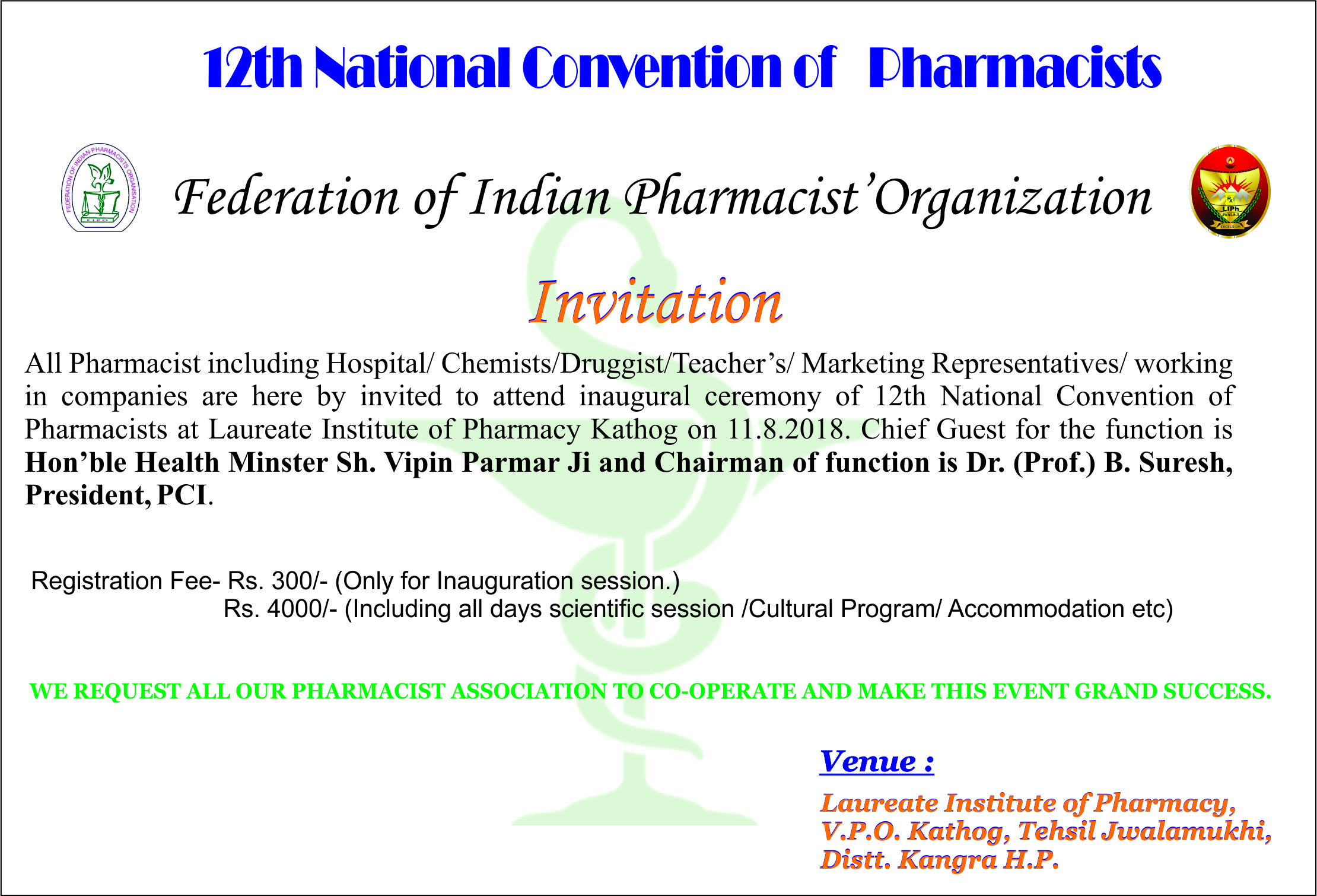 National Convention Laureate Institute Of Pharmacy